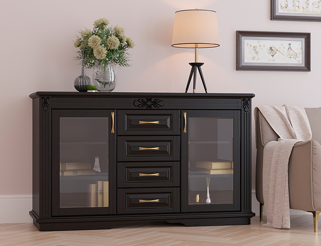 Комод Греденция Палермо 4 ящика со стеклом