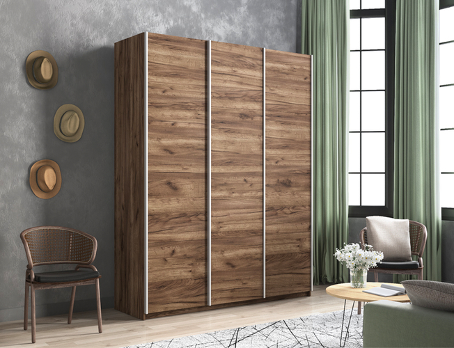 Шкаф-купе Прайм Люкс з-х дверный (ЛДСП), Дуб табачный