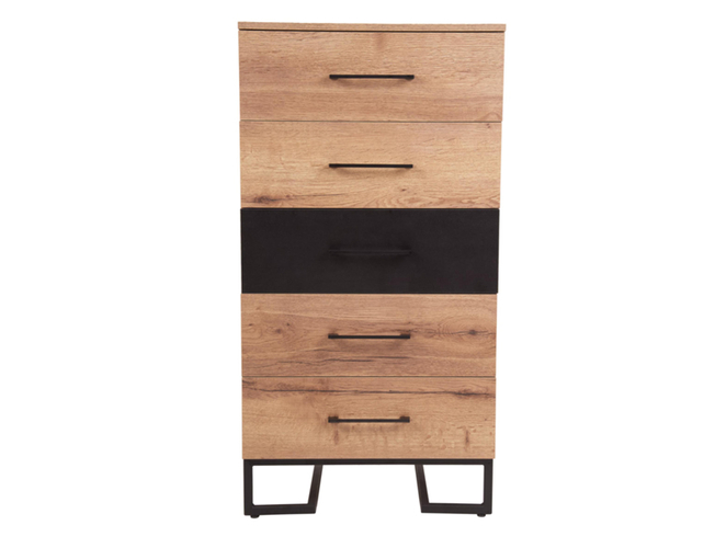 Комод с 5 ящиками Loft Дуб табак/графит