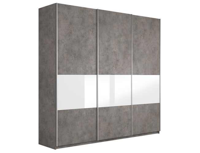 Шкаф-купе широкий Прайм Люкс 3-х дверный (фасад дсп/стекло белое/черное), Бетон