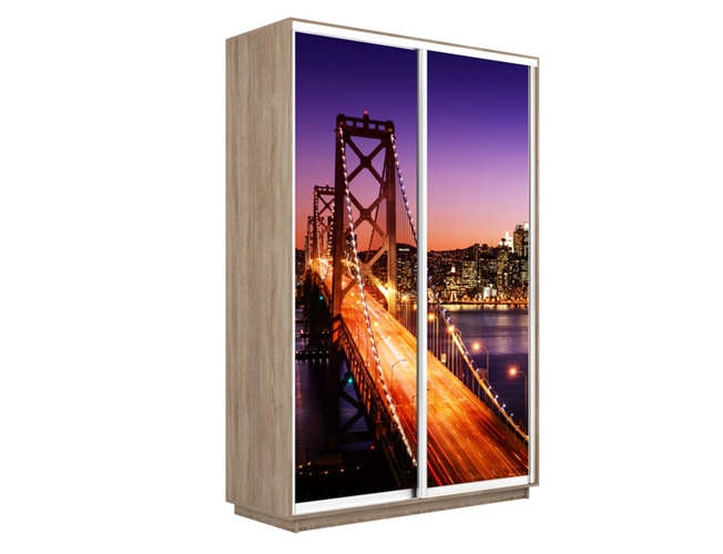 Шкаф-купе Экспресс 2-х дверный (Фото №1007 Ночной мост), Сонома