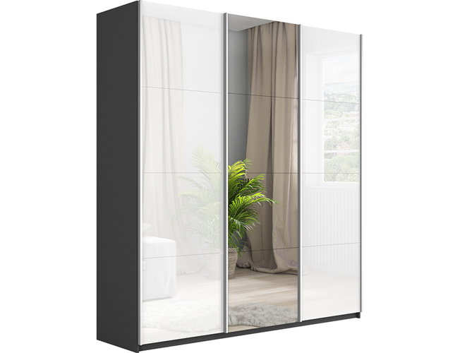 Шкаф-купе Прайм Люкс з-х дверный (Стекло/зеркало), Серый диамант