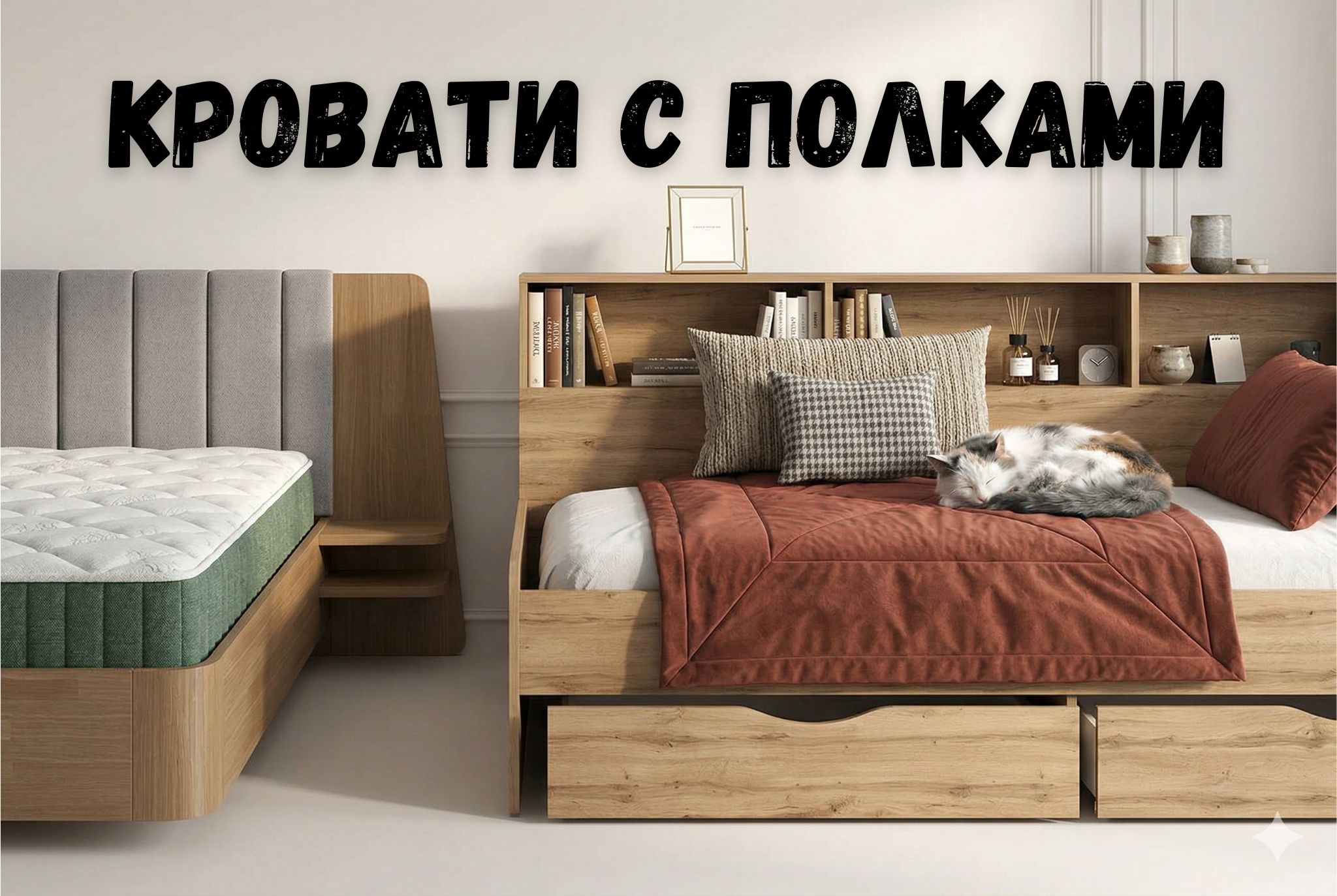 Кровати с полками: функциональность без потери стиля