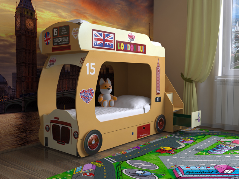 Детская двухъярусная кровать Автобус-2